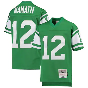 youth mitchell and ness joe namath green new york jets 1968